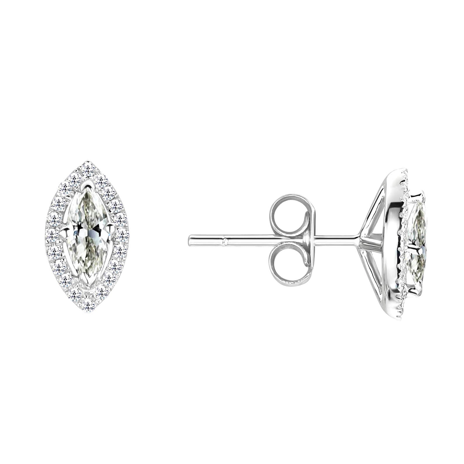 Fine Diamond Marquise Drop Earrings in 14K White Gold – main view