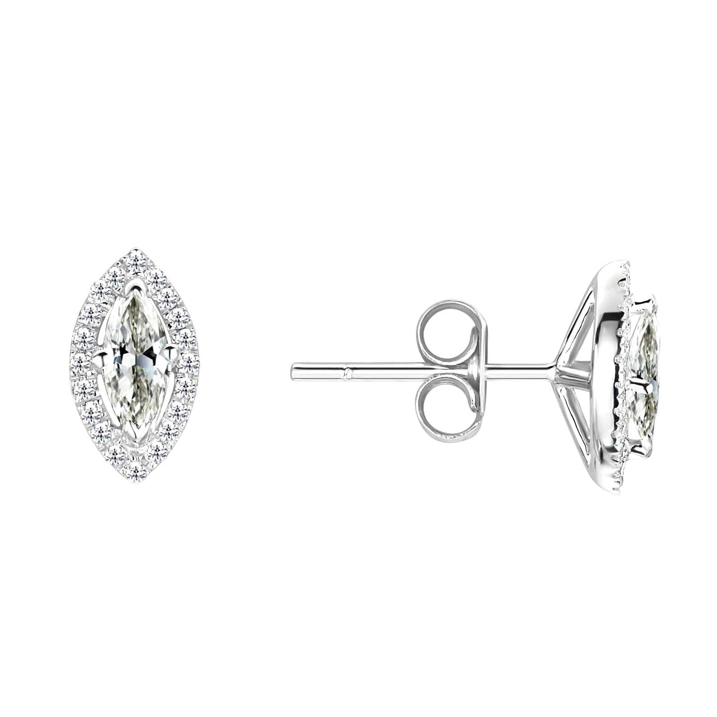 Fine Diamond Marquise Drop Earrings in 14K White Gold – main view