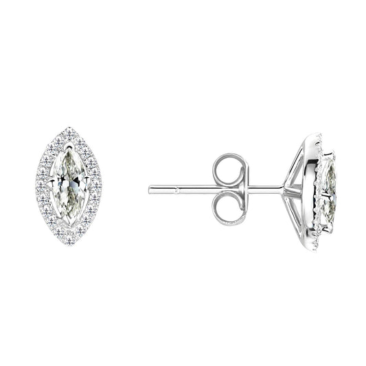 Fine Diamond Marquise Drop Earrings in 14K White Gold – main view