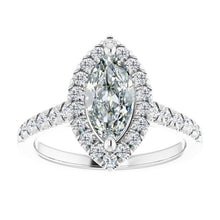 Diamond Marquise Cut Halo Ring in 14 Karat White Gold – main view