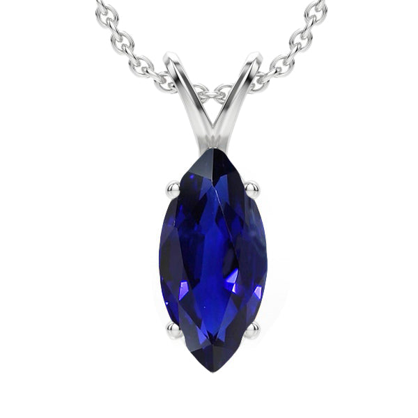 Marquise Cornflower Blue Sapphire ring in 14 Karat White Gold – main view