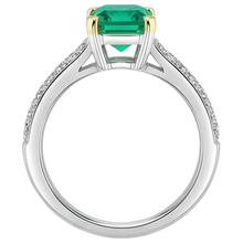 Natural Emerald Colored Stone Ring 2 ct 14 Karat Two Tone Gold – top view