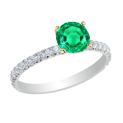 Fine Emerald GIA Certified Colored Stone Ring 2 ct in Two-Tone