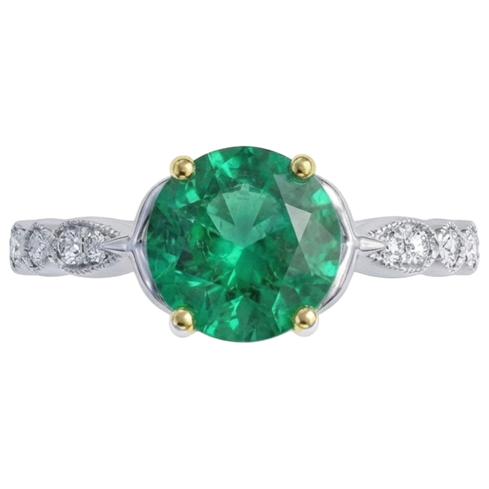 Designer Emerald Precious Stone Ring 3 ct – angle view