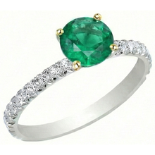 Authentic Fine Emerald Colored Stone Ring – front view