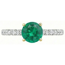 Round Brilliant Fine Emerald ring in Two-Tone 14K Gold – angle view