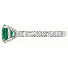 Authentic Fine Emerald Colored Stone Ring 2 ct Two-Tone 14K Gold – profile view