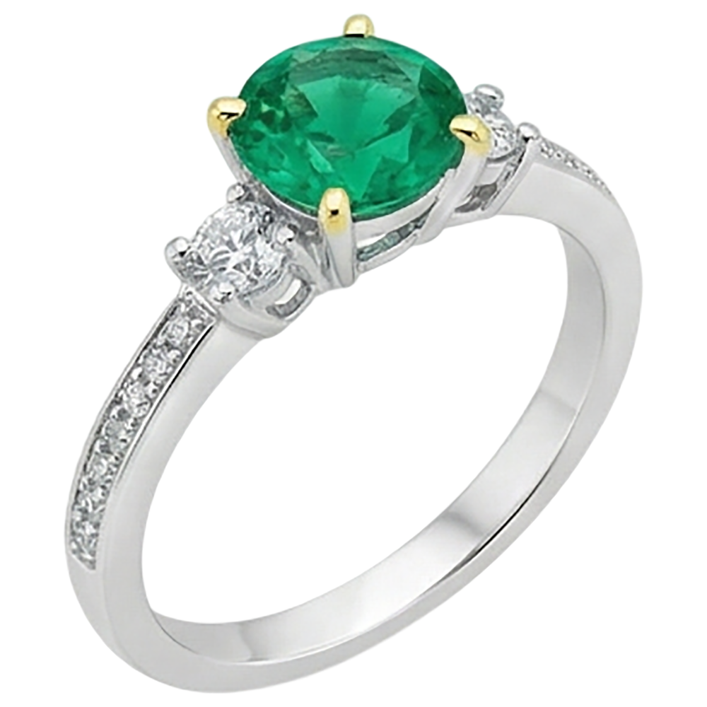 Designer Colombian Emerald Gemstone Ring 2 ct – angle view