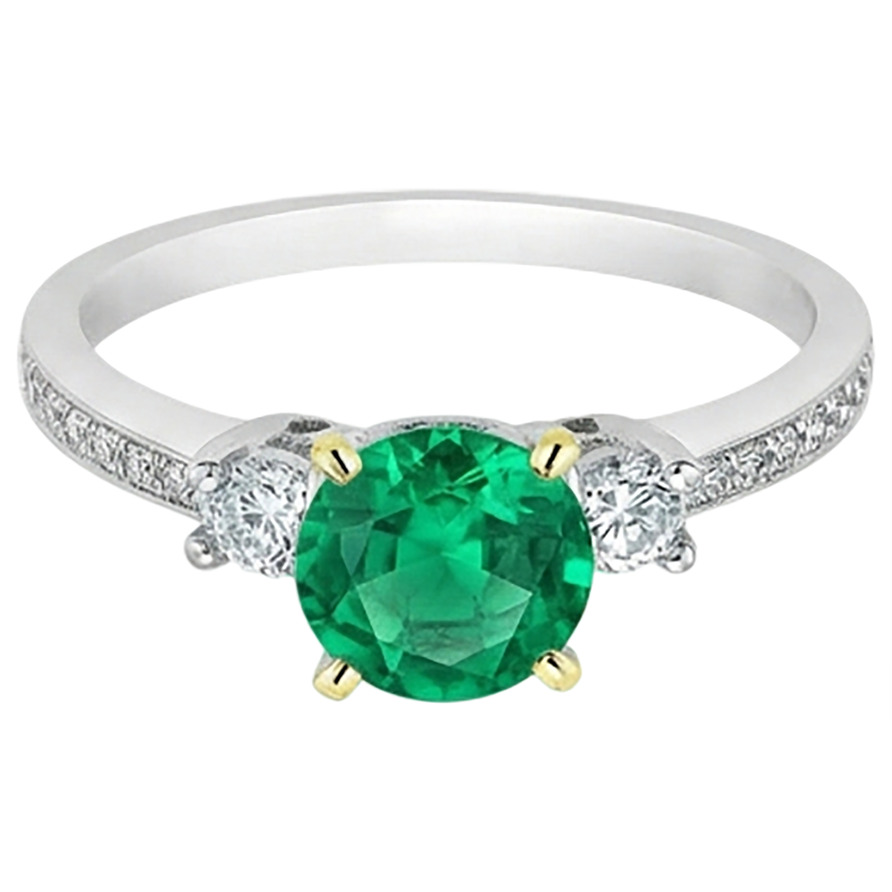 Designer Colombian Emerald Gemstone Ring 2 ct – side view