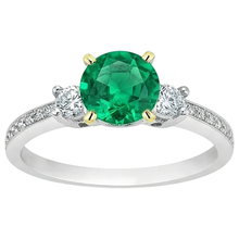 Gemstone Ring Two-Tone 14K Gold with Colombian Emerald – front view