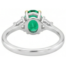 Natural Fine Emerald Colored Stone Ring – top view