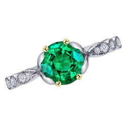 Earth-Mined Milgrain Emerald Precious Stone Ring 3 ct