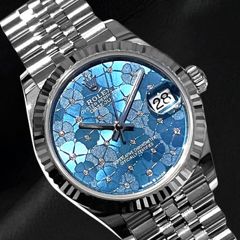 Men 278274 Rolex Datejust 31mm Blue Floral Watch
