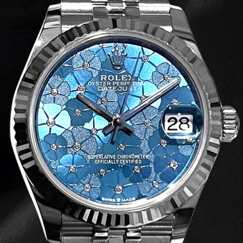 Men 278274 Rolex Datejust 31mm Blue Floral Watch