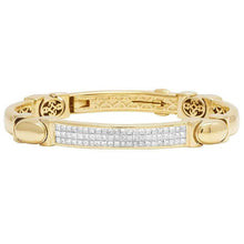 Men 3.30 Carats Princess Cut Genuine Diamond Bracelet Yellow Gold 14K