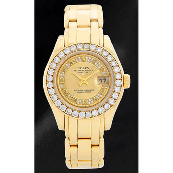 Men Datejust 69298 Rolex 29mm Champagne Roman Gold Watch
