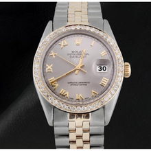 Men Gray Roman Dial Natural Earth Mined Diamond Bezel Datejust Watch Two Tone Rolex QUICK SET