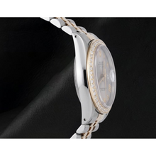 Men Gray Roman Dial Natural Earth Mined Diamond Bezel Datejust Watch Two Tone Rolex QUICK SET