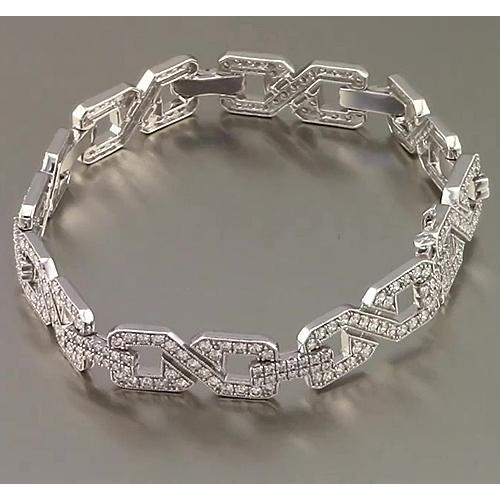 Men Real Diamond Bracelet Prong Set 9 Carats White Gold Jewelry 14K New3