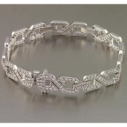 Men Real Diamond Bracelet Prong Set 9 Carats White Gold Jewelry 14K New