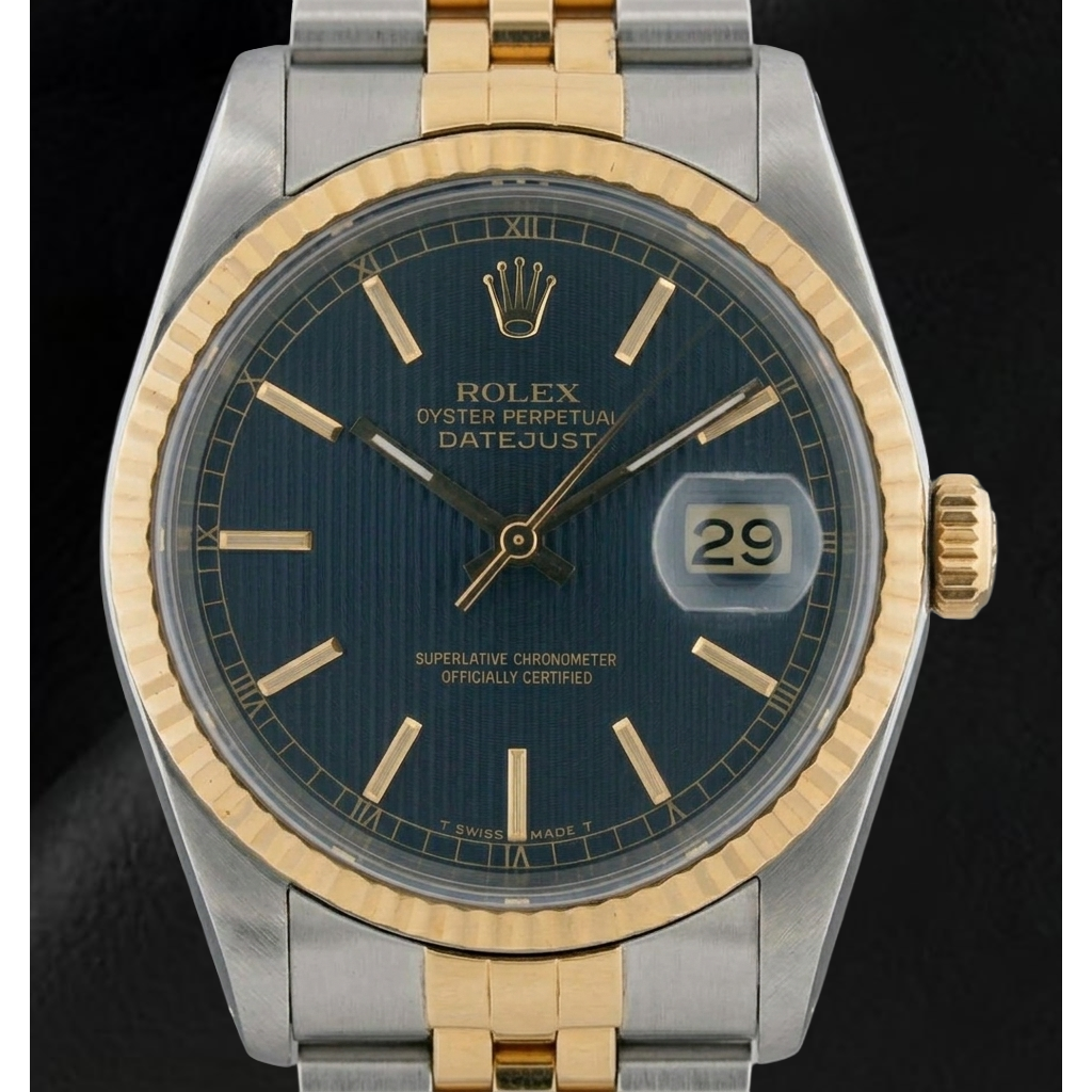 Men Rolex Stainless Steel & Watch Blue Dial QUICK SET