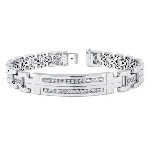 Men Round Genuine Diamond Bracelet Solid White Gold Fine Jewelry 5 Carats
