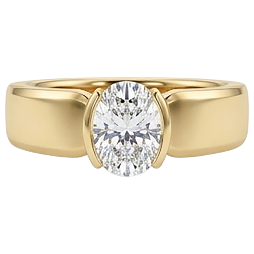 Men Solitaire Ring Oval Natural Earth Mined Diamond 1.50 Carats Yellow Gold Jewellery