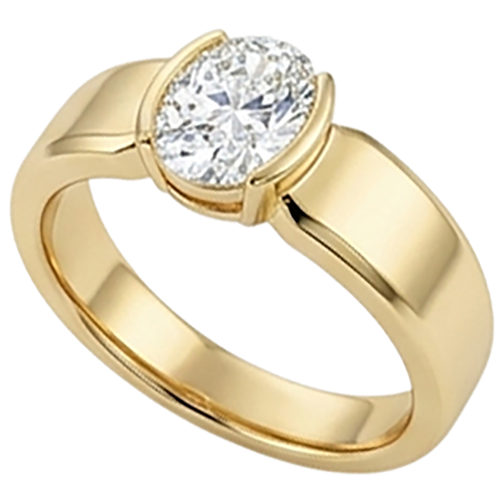 Men Solitaire Ring Oval Natural Earth Mined Diamond 1.50 Carats Yellow Gold Jewellery