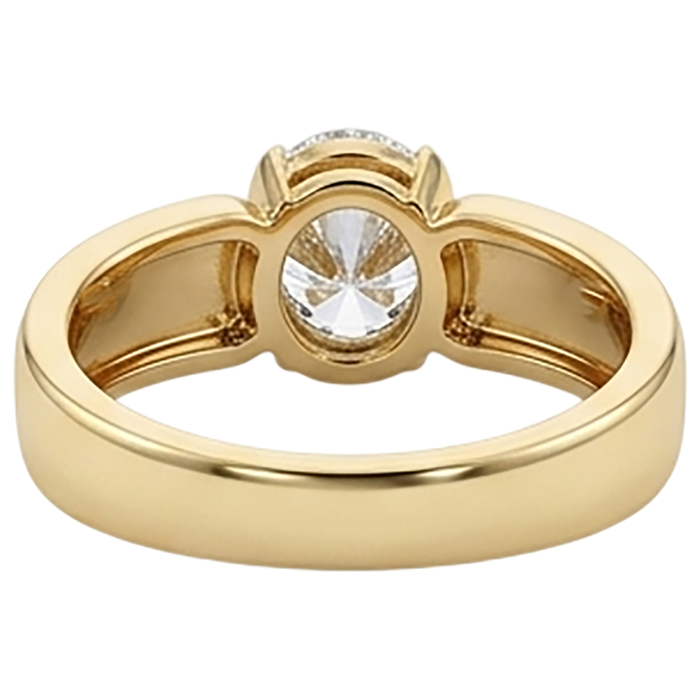 Men Solitaire Ring Oval Natural Earth Mined Diamond 1.50 Carats Yellow Gold Jewellery