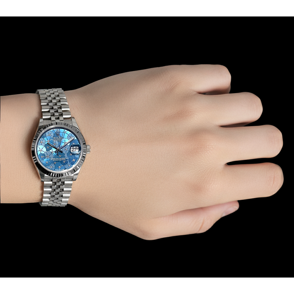 Men 278274 Rolex Datejust 31mm Blue Floral Watch