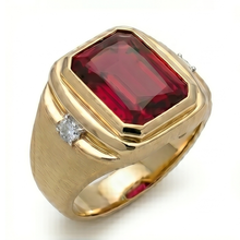 Men's 10K Yellow Gold Pigeon Blood Ruby Gentleman's Ring –