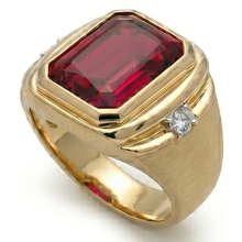 Men's 10K Yellow Gold Pigeon Blood Ruby Gentleman's Ring –