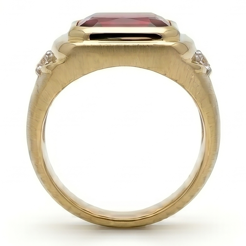 Men's 10K Yellow Gold Pigeon Blood Ruby Gentleman's Ring –