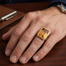 Men's 14K Yellow Gold Gemstone Ring with Citrine – 7 ct