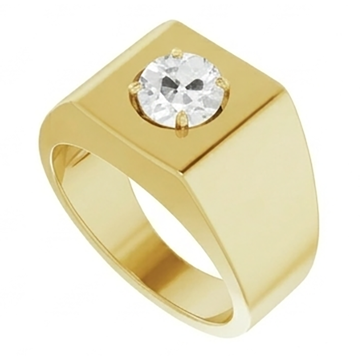 Men's Antique Cushion Diamond Gentleman's Ring 1.50 ct