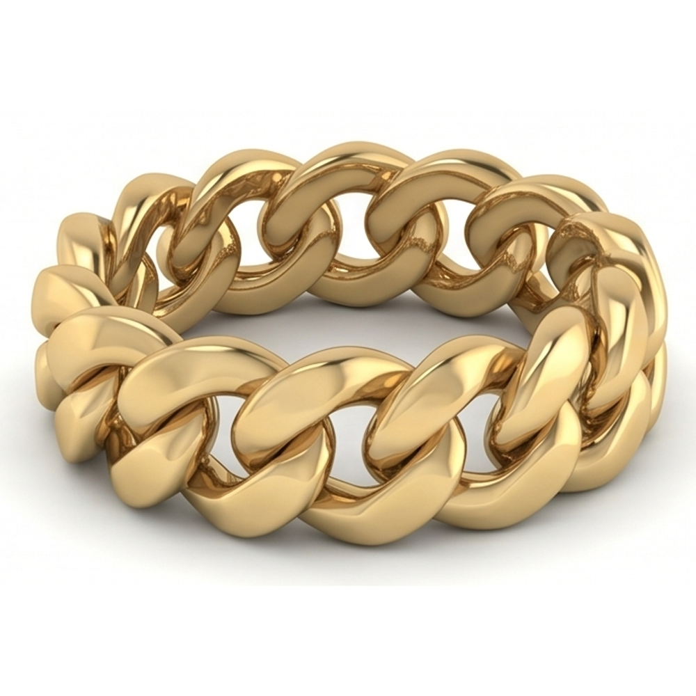 Men's Band Miami Cuban Yellow Gold