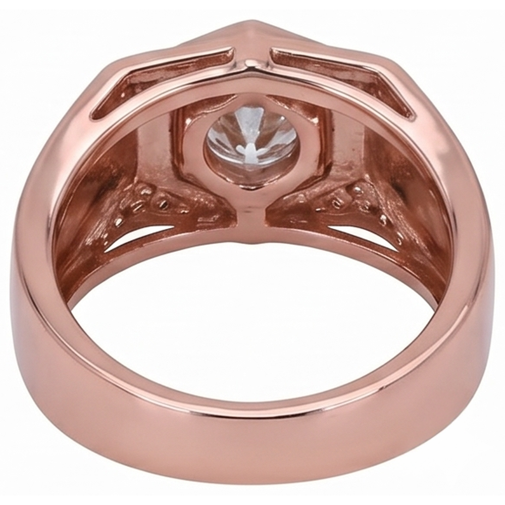 Men's Custom Jewellery Rose Gold 14K Round Natural Earth Mined Diamond Band