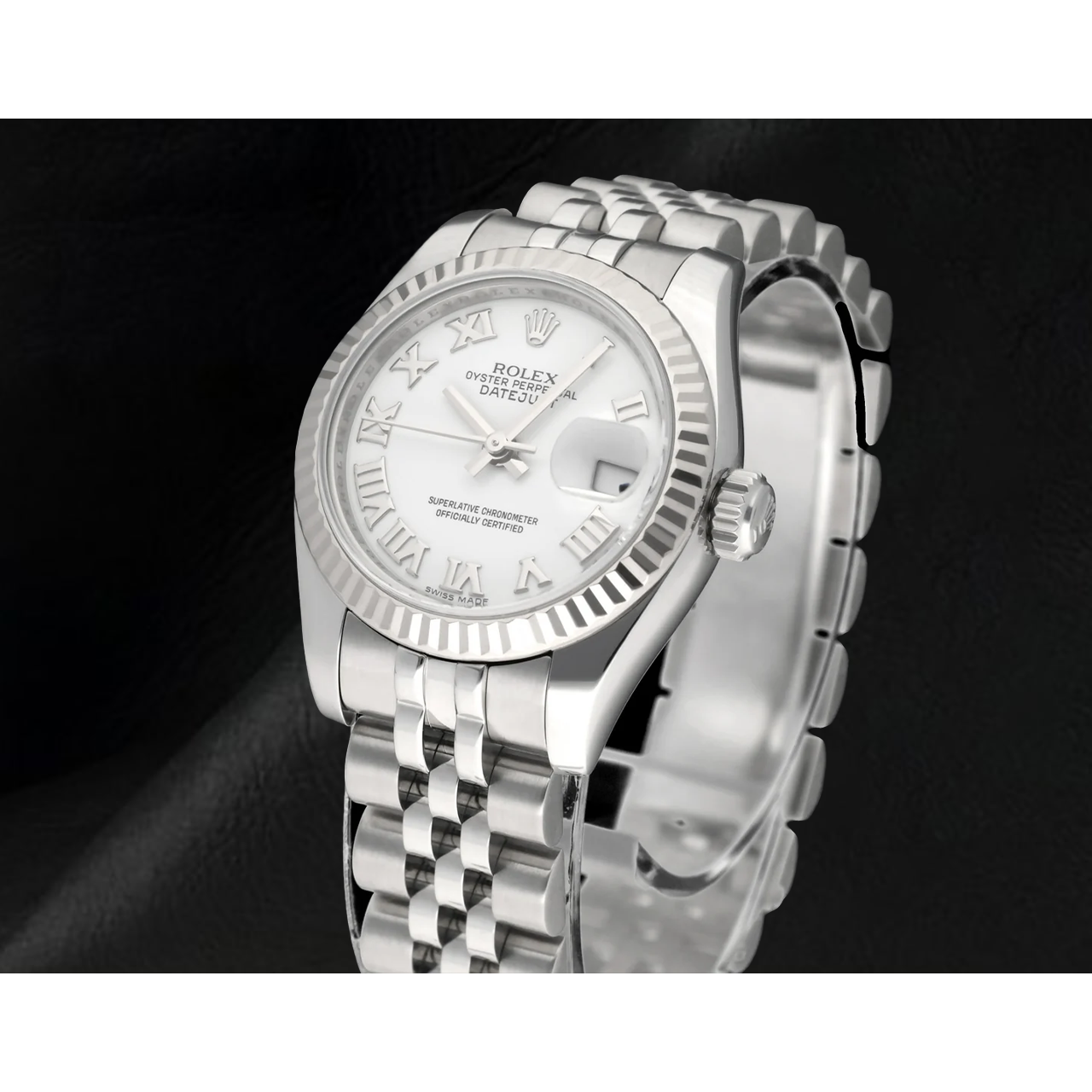 Men's Date-just 31mm Rolex Silver Roman Dial Watch