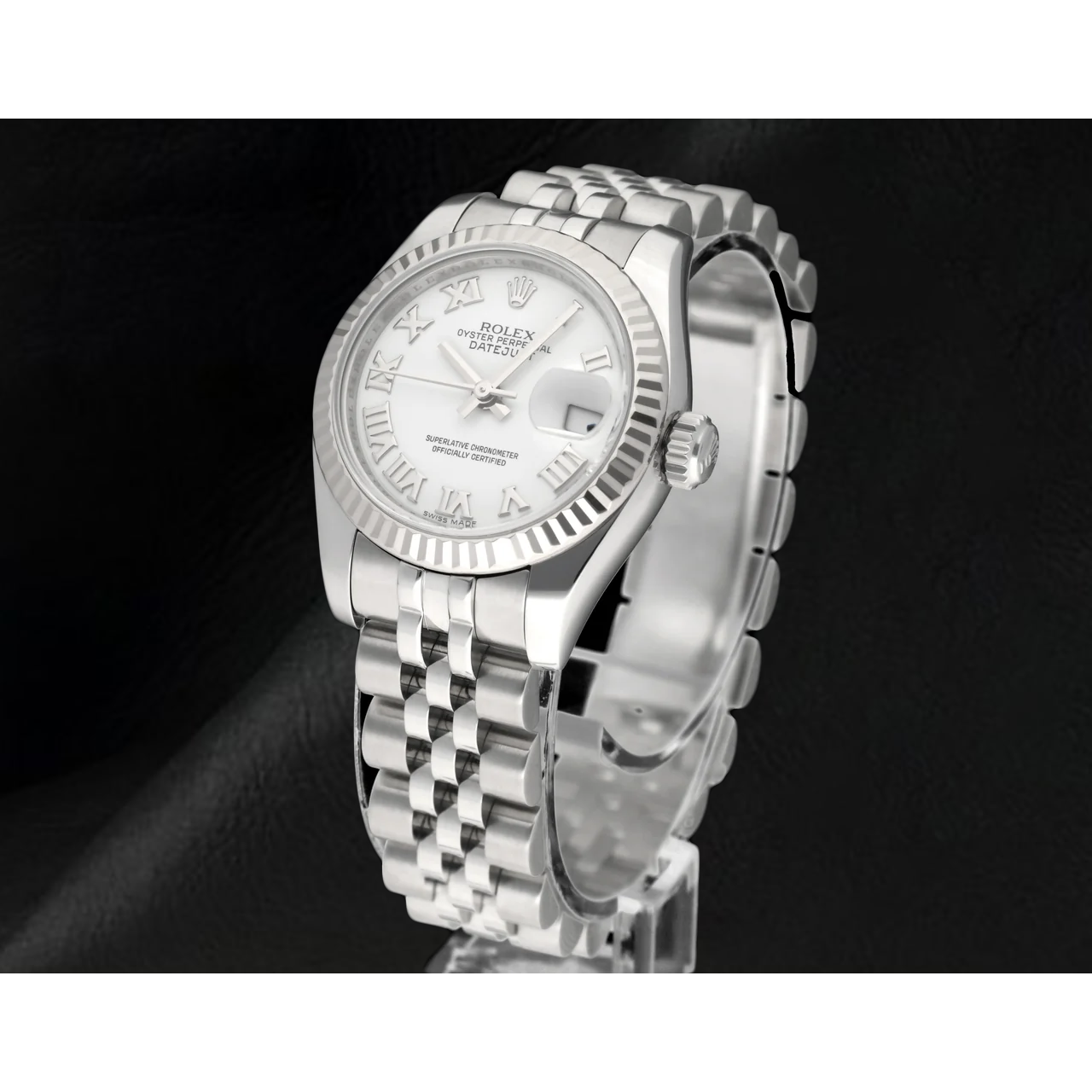 Men's Date-just 31mm Rolex Silver Roman Dial Watch