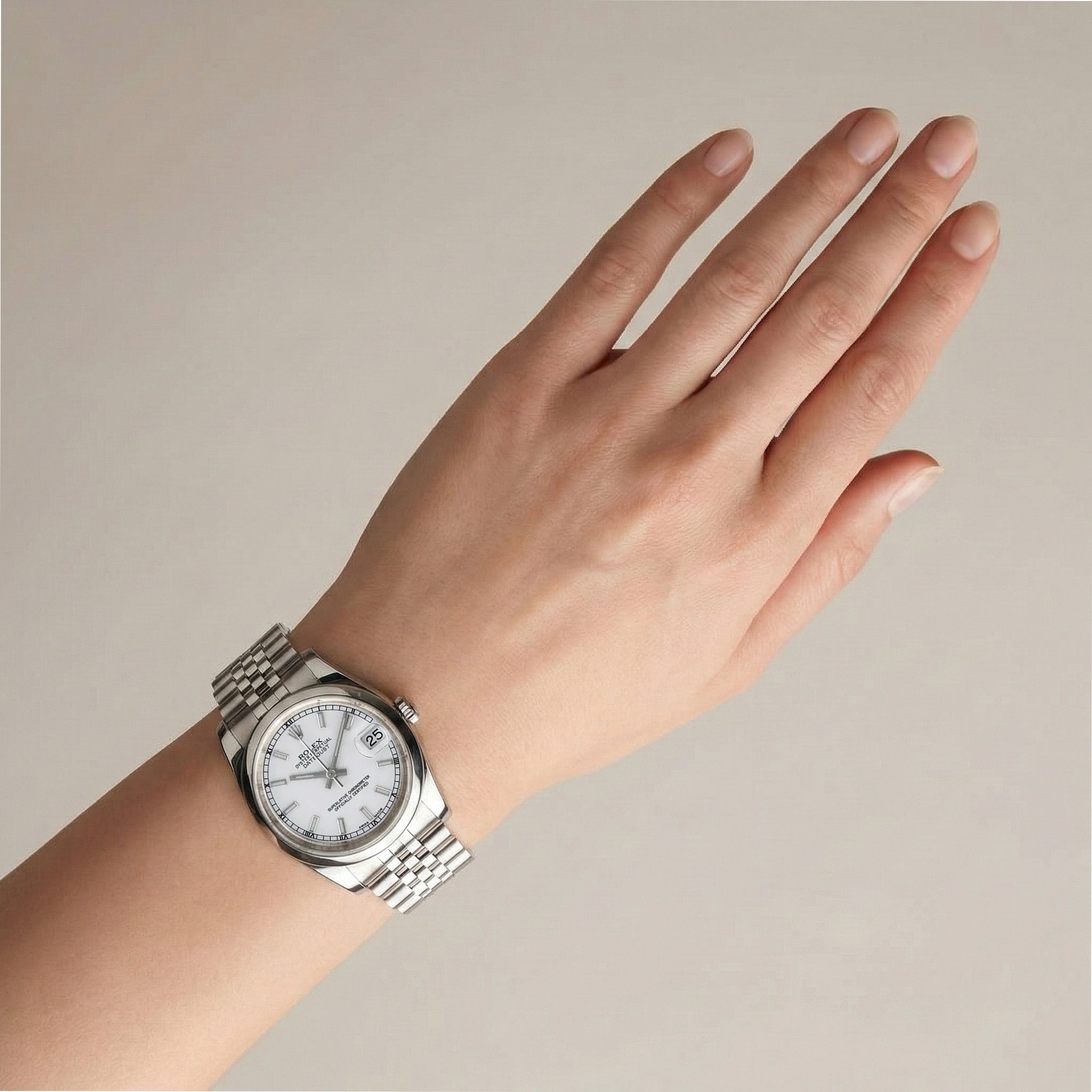 Men's Gents Watch Rolex Date Just Concealed Clasp Silver Dial Jubilee Band Hidden