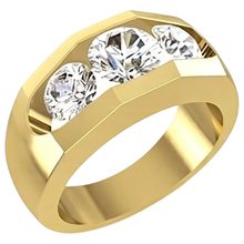 Men's Natural Earth Mined Diamond Ring 3 Stone Gold 2 Carats