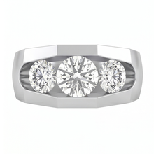 Men's Natural Earth Mined Diamond Ring 3 Stone Gold 2 Carats