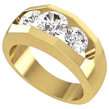 Men's Natural Earth Mined Diamond Ring 3 Stone Gold 2 Carats