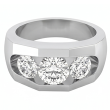 Men's Natural Earth Mined Diamond Ring 3 Stone Gold 2 Carats