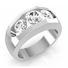 Men's Natural Earth Mined Diamond Ring 3 Stone Gold 2 Carats