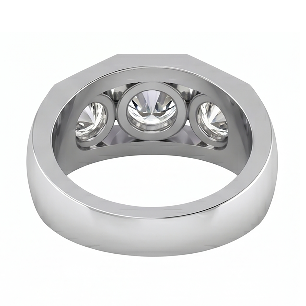 Men's Natural Earth Mined Diamond Ring 3 Stone Gold 2 Carats