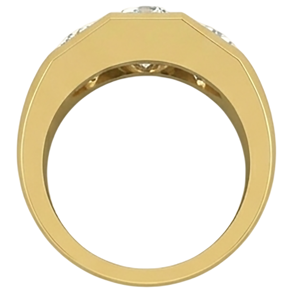 Men's Natural Earth Mined Diamond Ring 3 Stone Gold 2 Carats