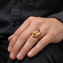 Men's Natural Golden Citrine Gemstone Ring – 14K Yellow Gold 11