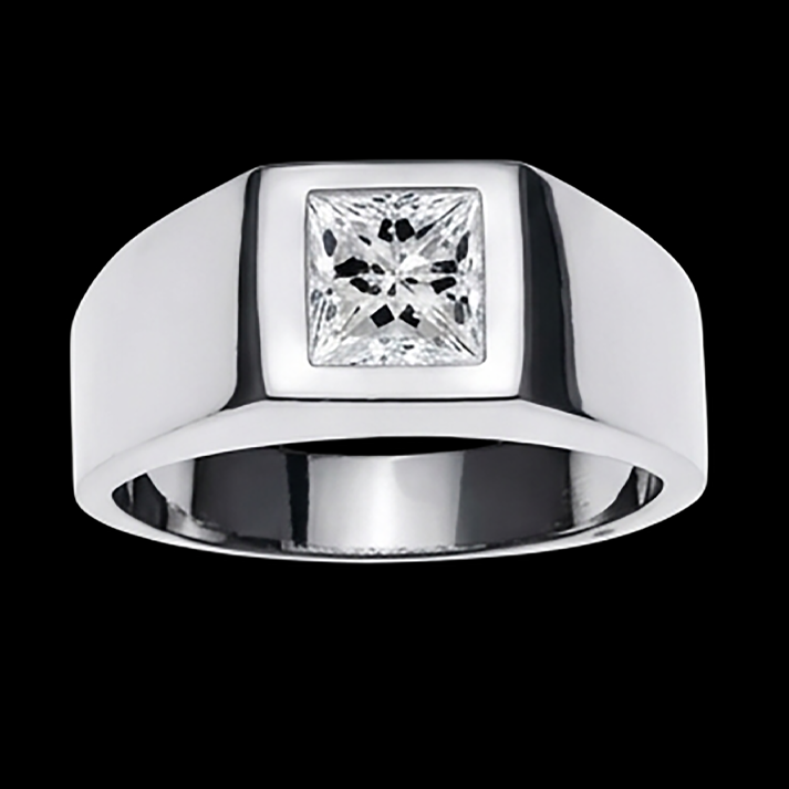 Men's Princess Cut Real Natural Earth Mined Diamond Ring