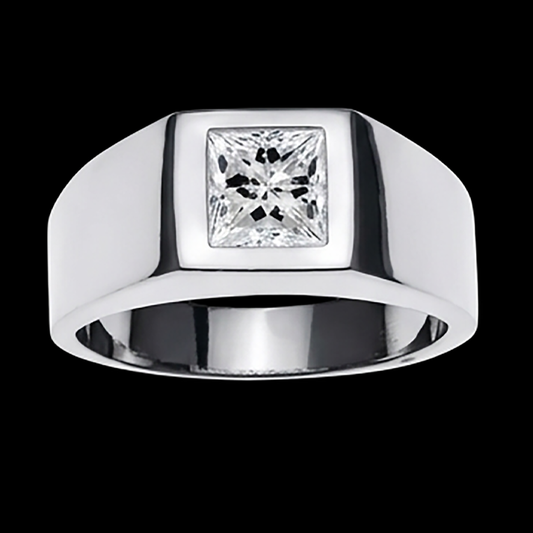 Men's Princess Cut Real Natural Earth Mined Diamond Ring